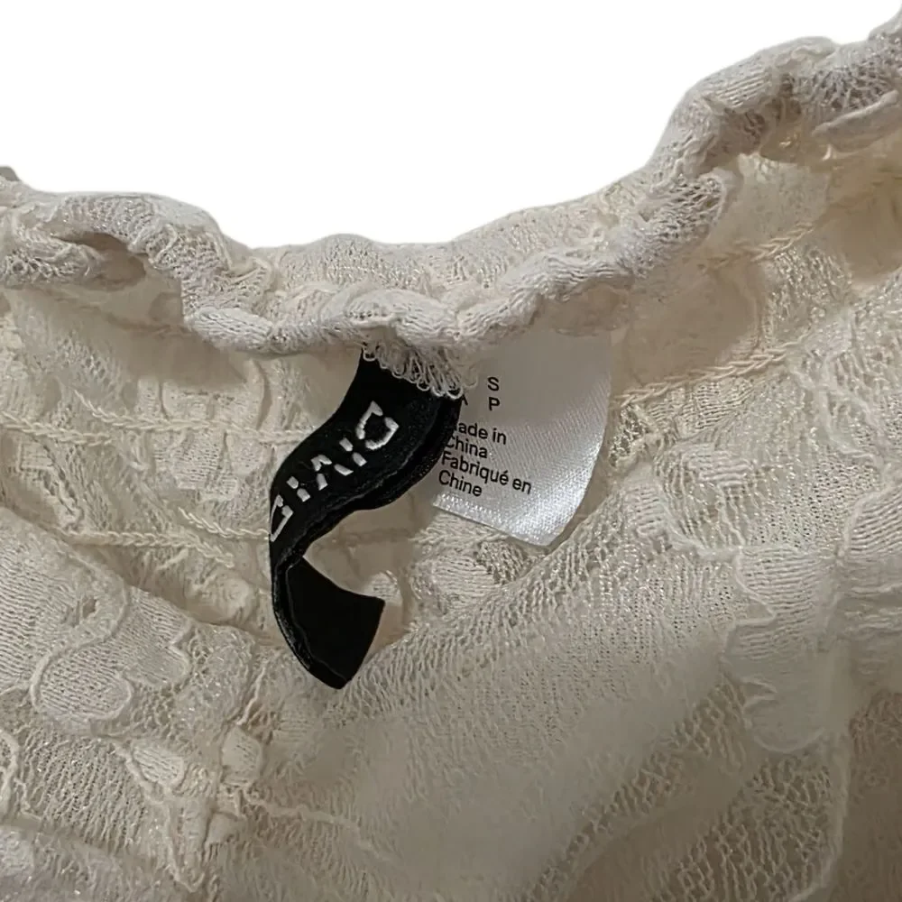 H&M Divided Lace Puff Sleeve Cropped Blouse S